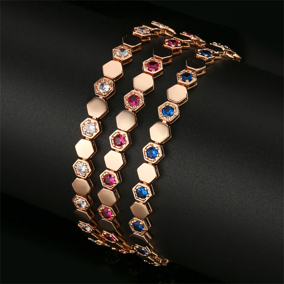 

Vintage Corundum Light Luxury Full Diamond Champagne Bracelet Main Stone 3mm Jewelry Gifts Light Luxury Stainless Steel Bracelet