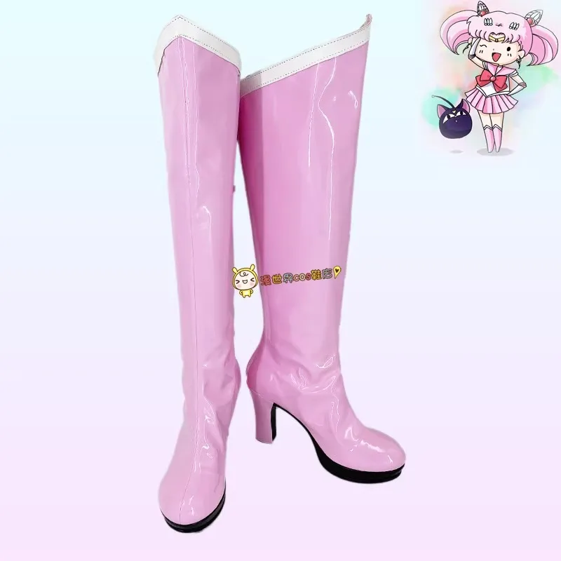 

Розовые милые туфли японского аниме Chibiusa, кожаные ботинки ручной работы для косплея