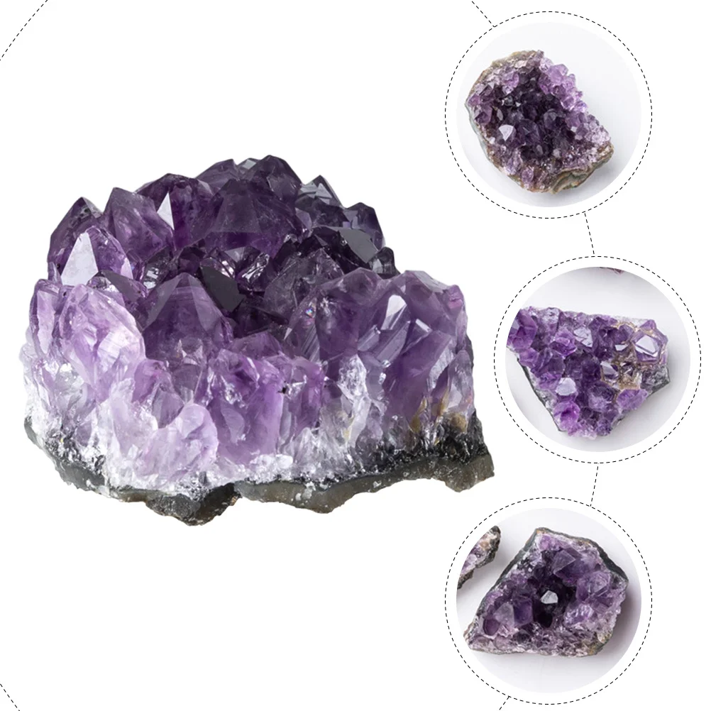 

2Pcs Delicate Crystal Cluster Small Stone Ornament Artwork for Home Office Coffee Shop Bar Table Decor Feng Shui Adornment