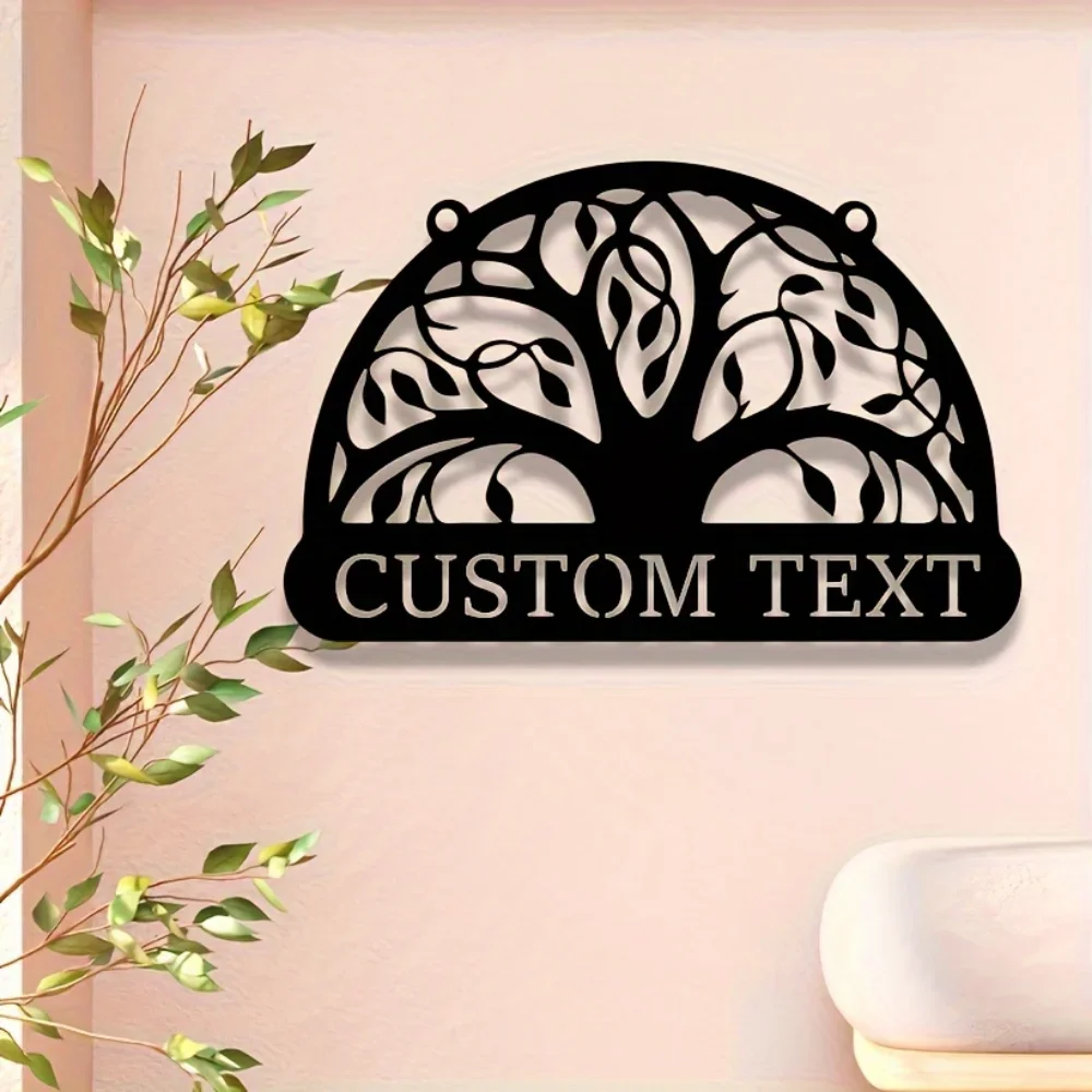 Iron Art Decorative Painting Custom Family Tree of Life Metal Sign with Last Name Display Sturdy Reusable for Outdoor Porch Driv