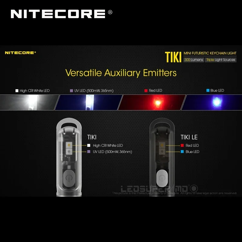 NITECORE TIKI LE Rechargeable Keychain Light TIKI GITD 300 Lumens MINI futuristic LED Flashlight