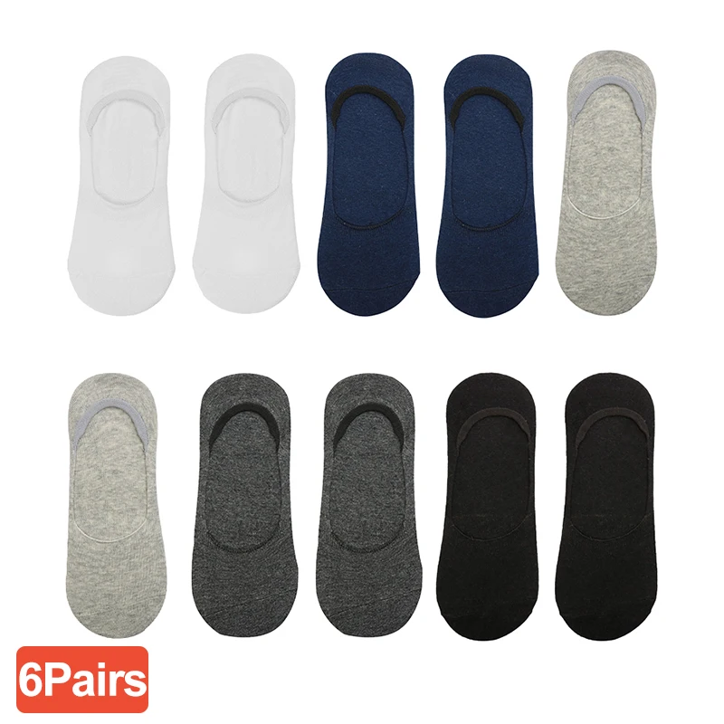 

6pcs=3Pair/lot Fashion Men Boat Socks Summer Autumn Non-slip Silicone Invisible Cotton Male Ankle Short Harajuku Low Cut Sock