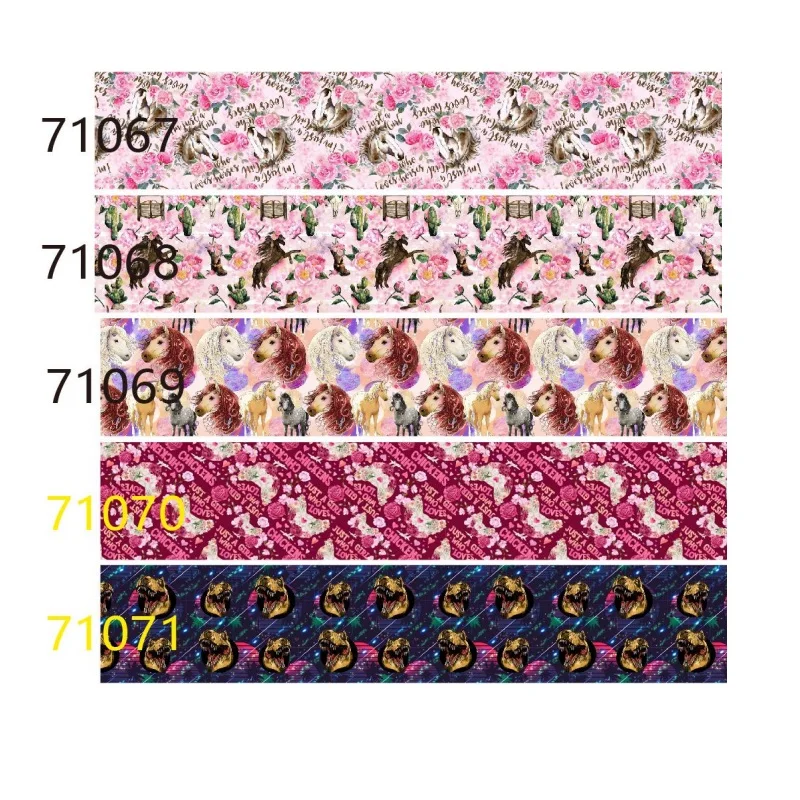 (5yards) Western Flowers Pattern Grosgrain Ribbon for Craft Decoration Materials DIY Sewing Accessories