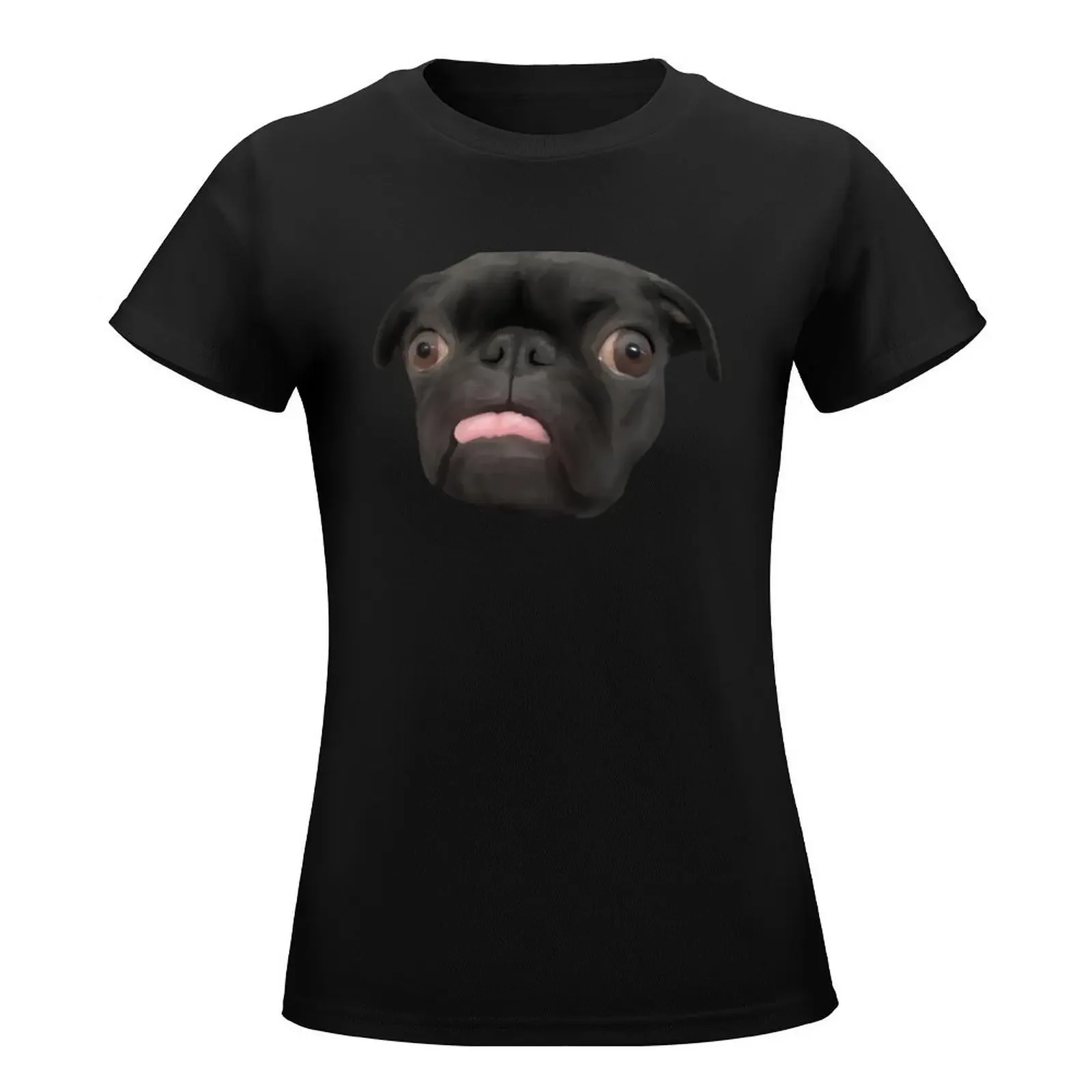 Pug Face T-Shirt cute tops tops Short sleeve tee summer tops T-shirt Women