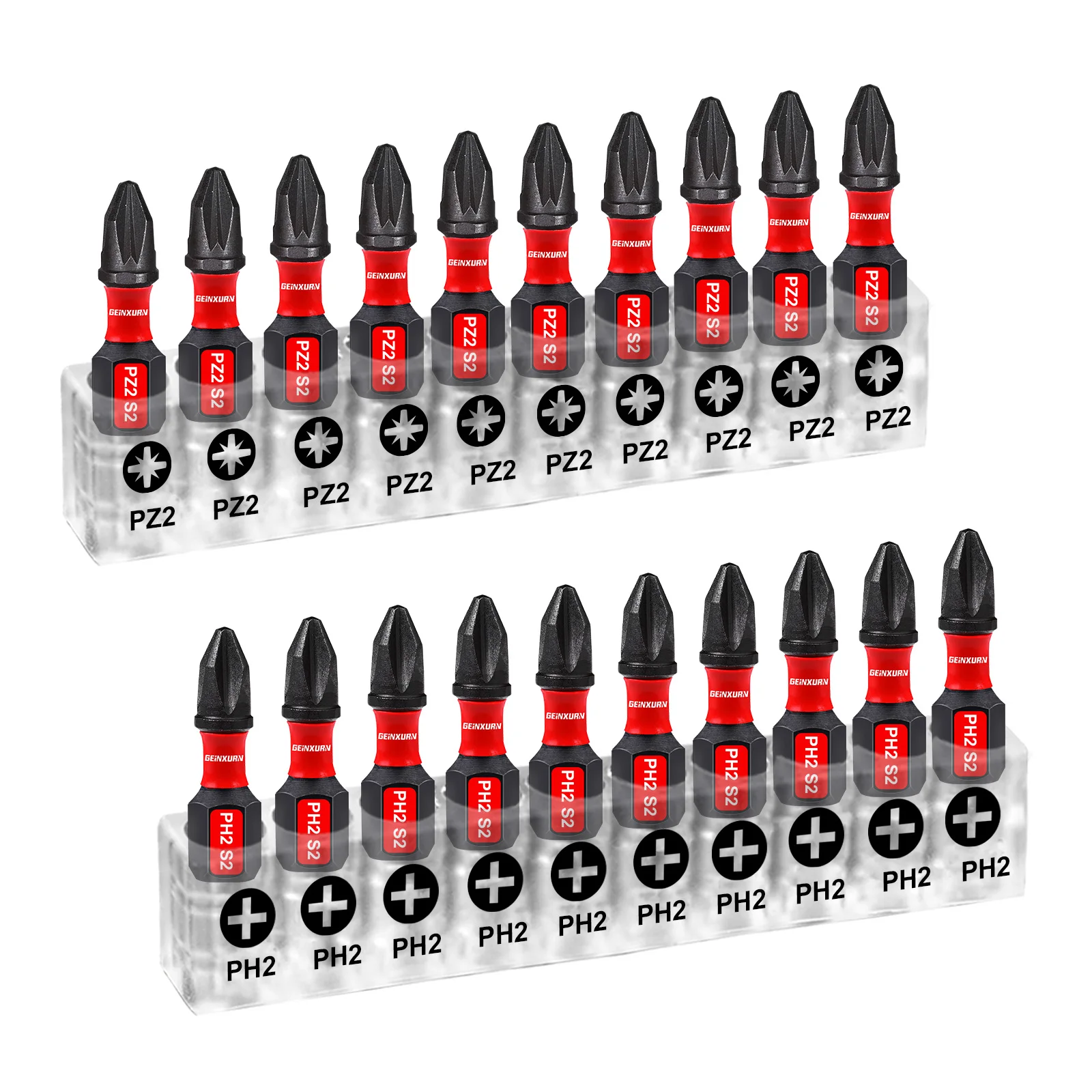 

Ударный магнитный Pozidriv Geinxurn 1''/2'' # 2- и # Набор из 2 крестообразных отверток, набор силовых бит из легированной стали S2 с основанием