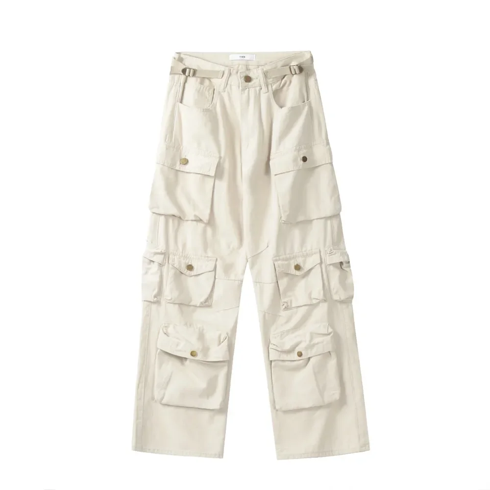 Men's Trendy Brand Street-style New Loose Functional Outdoor Casual Long Pants with Three-dimensional Patch Pockets.