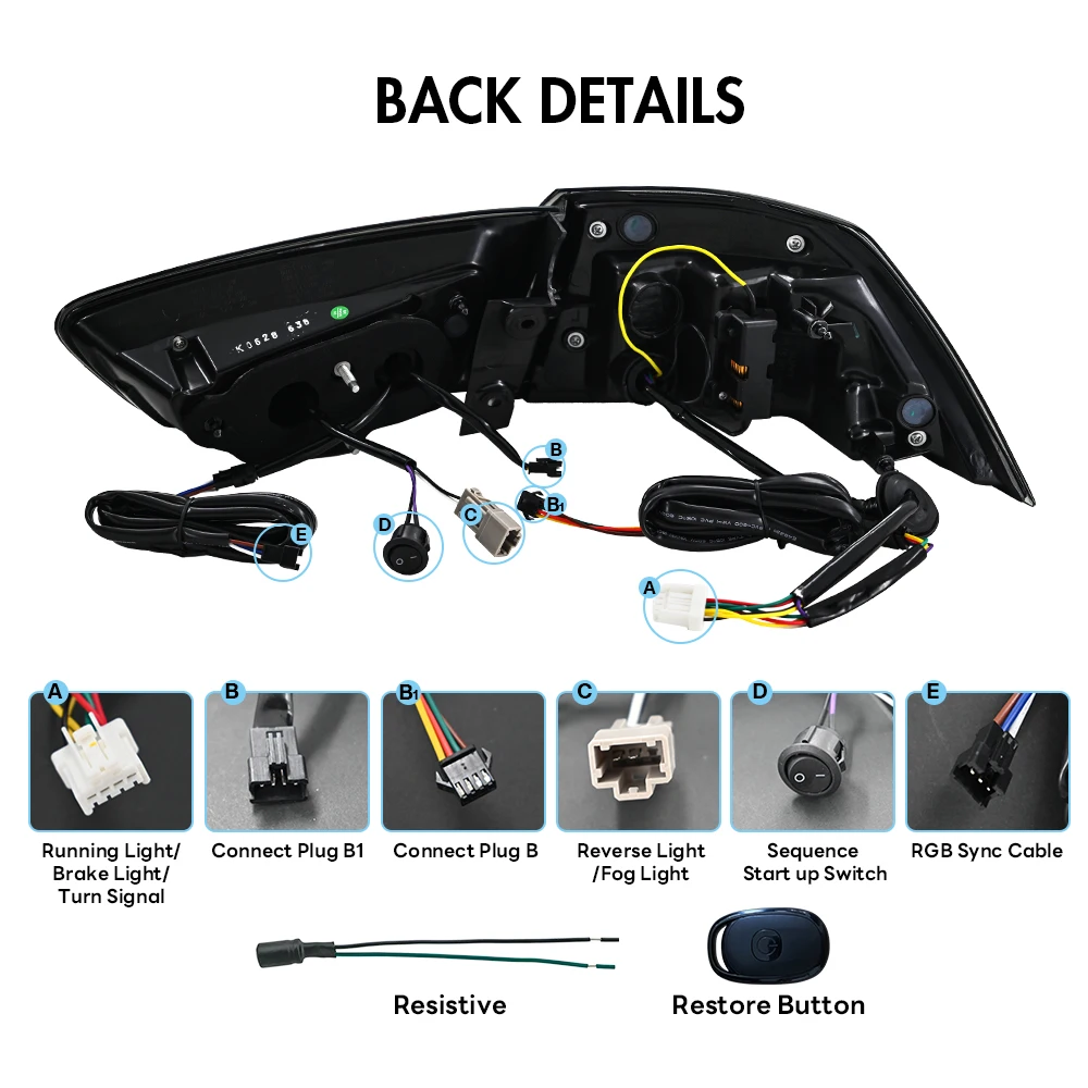 عالية الجودة 1 زوج الذيل ضوء الجمعية لميتسوبيشي لانسر 2008-2018 RGB الخلفية الضباب الفرامل ضوء الذيل مصباح #5