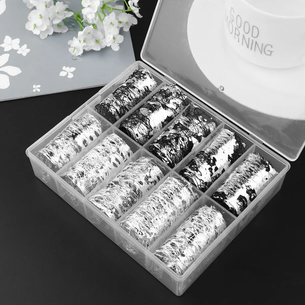 

1 Box Silver Gold Foil Nail Stickers Mesh Art Decals Manicure Sticker For Party Uv Gel Acrylic Use Professional Home (120