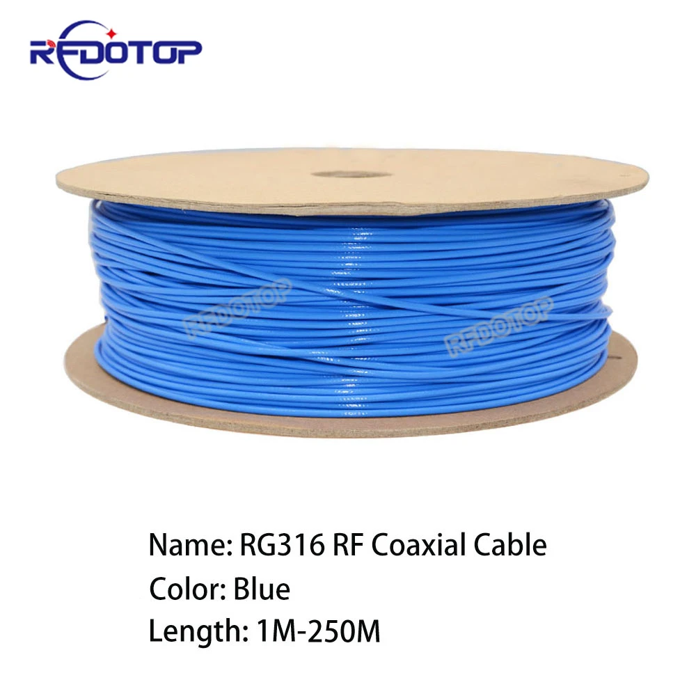 

1M~250M Blue RG316 Coaxial Cable 50 Ohm Low Loss for Crimp Connector Fast Shipping High Quality