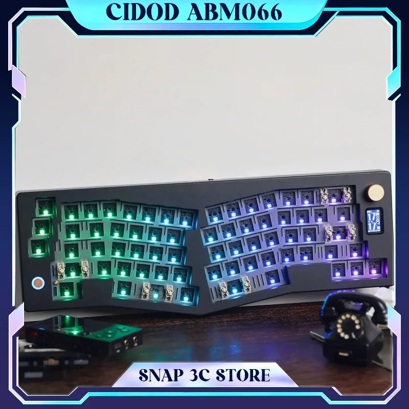 

CIDOO ABM066 Alice Mechanical Keyboard Tri-mode Wireless Bluetooth 2.4G Gasket Mount Ergonomic Keyboard with OLED Screen & Knob
