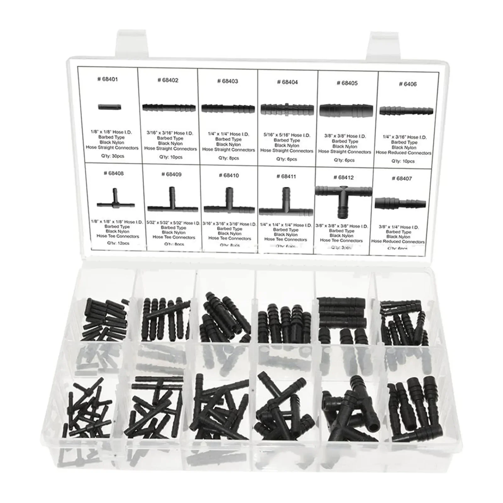 

113 Pieces Car Hose Connector Assortment Reducer Set Straight T Piece Connector Tank Fittings IBC Container Adapter