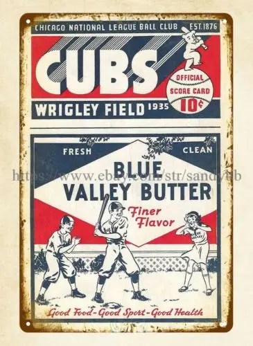 1935 Chicago Cubs vs Philadelphia Phillies metal tin sign baseball