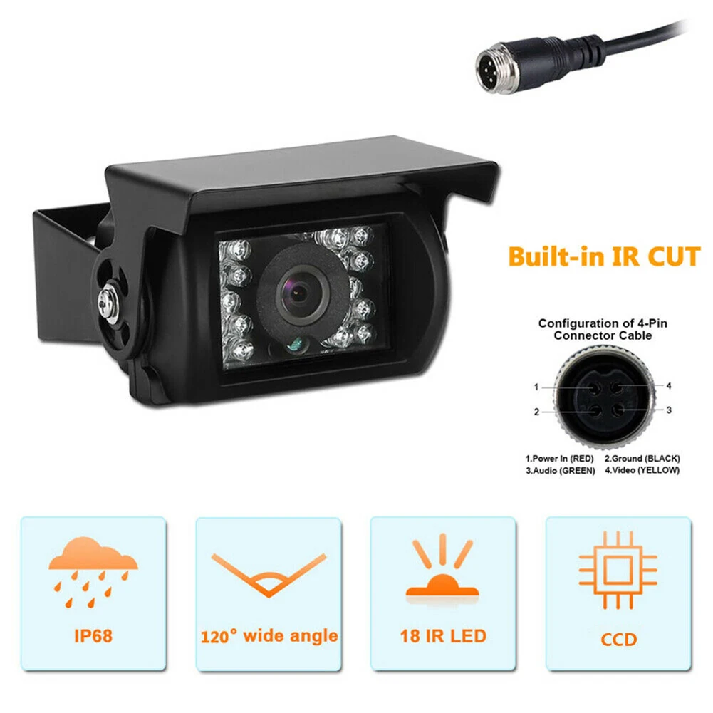 1 PC Metal Infrared 4pin Rear  View  Backup  Camera 24v  Night Vision Reversing Camera Compatible For Trucks Buses Bus