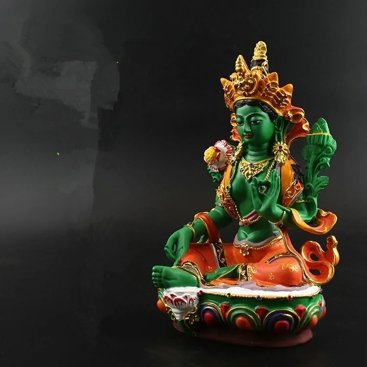 Immagine 6: Moda dio cinese Buddha Tara verde Buddha resina dipinta ornamento di Buddha dimensioni: 21,5 * 13 cm