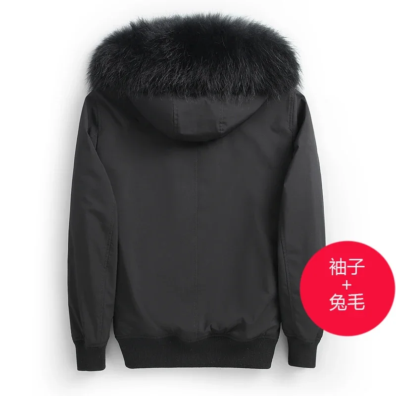 AYUNSUE Winter Fur Coat Men Parkas Raccoon Fur Collar Rabbit Fur Lining Detachable Coat Casual Warm Male Fur Jacket Chaquetas Lq