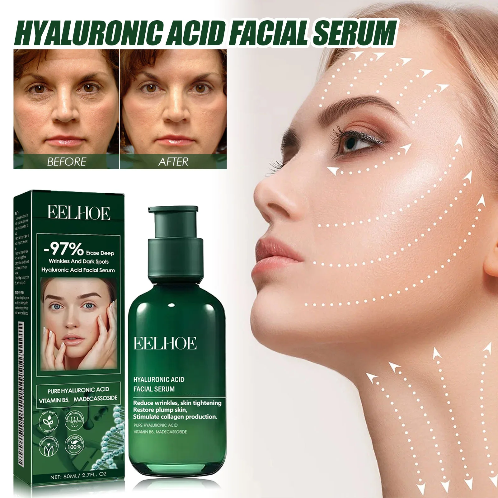 

Facial Neck Skin Firming Hyaluronic Acid Lifting Restore Plump Skin Moisturizing Essence Smoothes Wrinkles Looks Visibly Younger