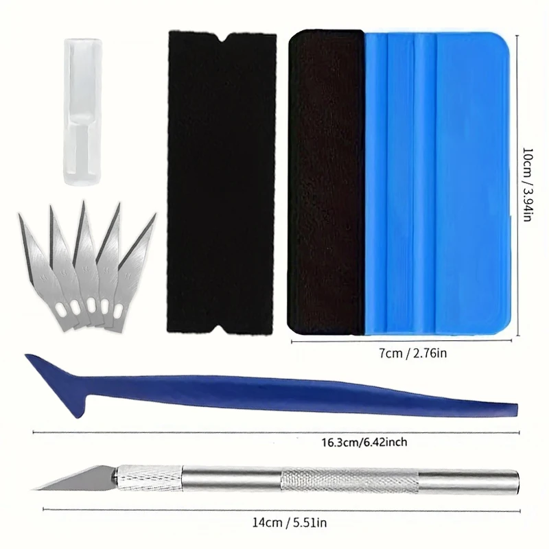 10PCS Car Wrap Vinyl Tool Set Kit Glasfolie Tint Gereedschap Sticks Rand Trimmer Vilt Rand Zuigmond Auto Installeren folie Cutter Mes