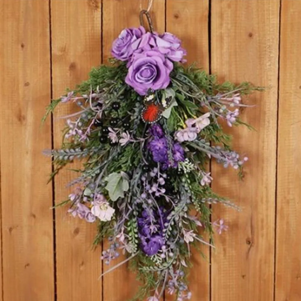 زهرة الحرير جدار ديكور الأرجواني روز صفير ريفي معلقة قطعة لغرفة المعيشة غرفة نوم مكتب مول 50x35 سم نسيج بلاستيكي #2