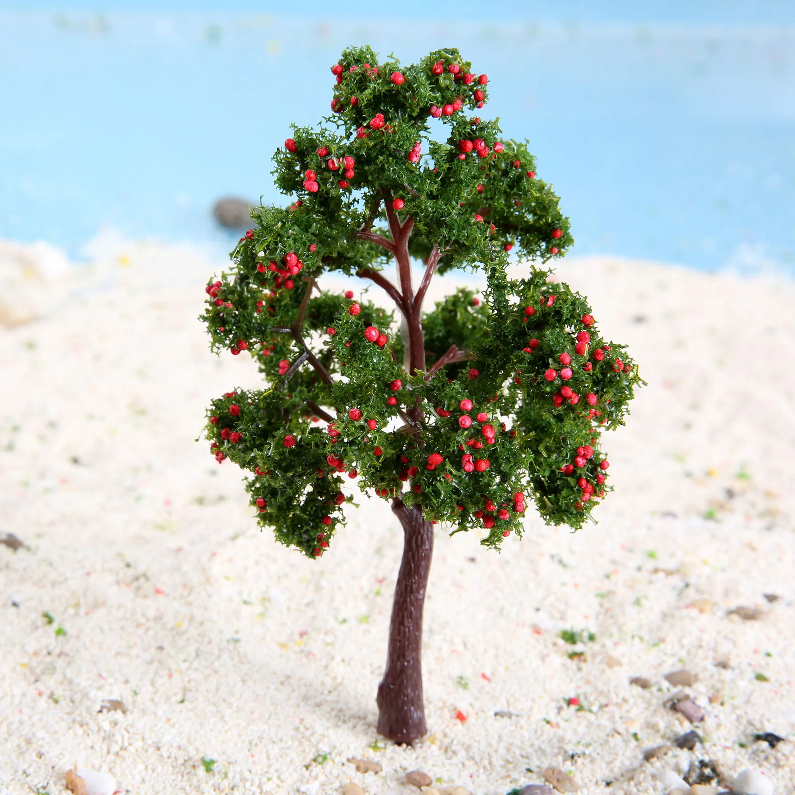 10pc Red Fruit Tree Model 110mm Railroad Scenery Artificial Wargame Diorama for Micro Landscape Plant DIY Crafts Garden Ornament