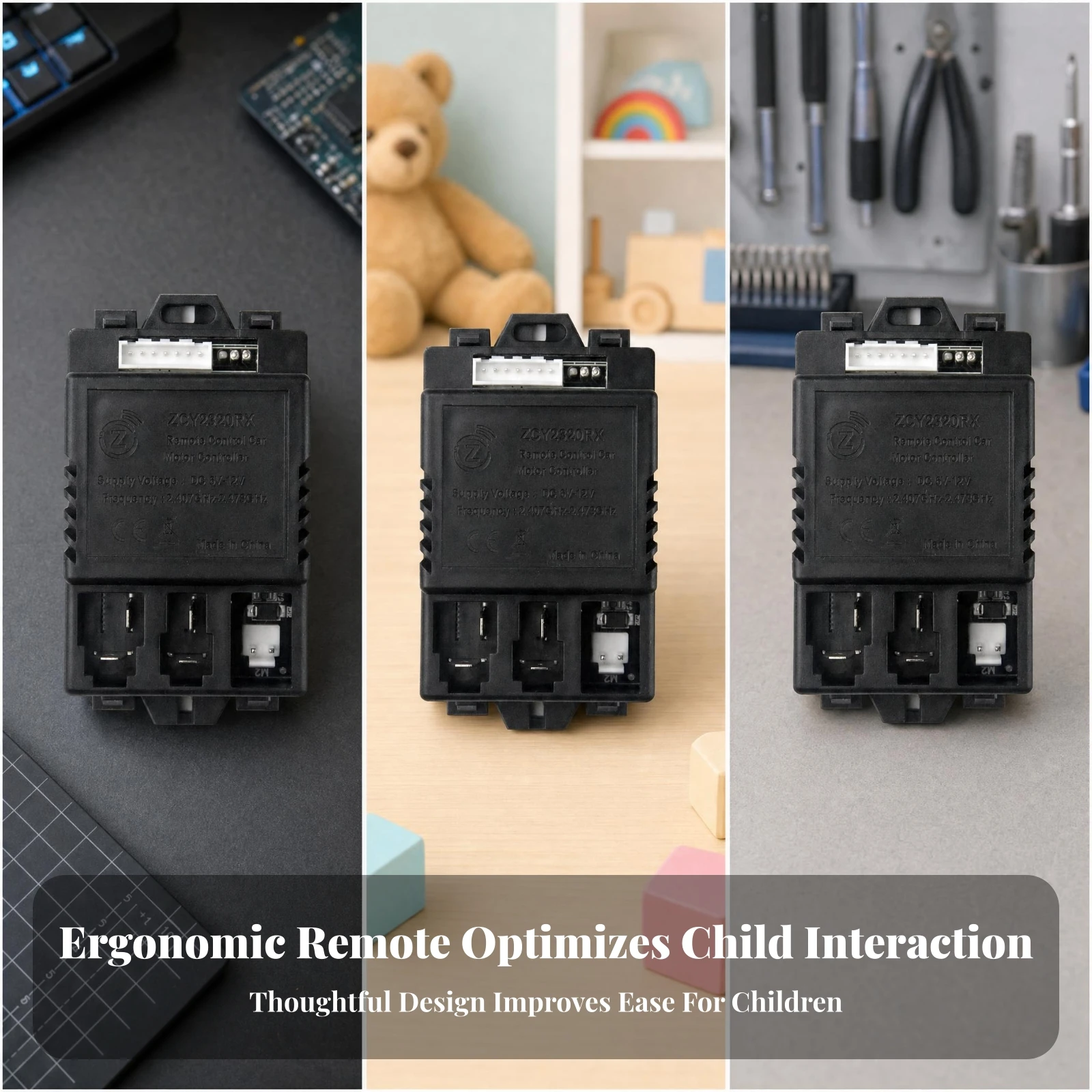 Electric Car Wireless Receiver Black Plastic Toy Car Car Receiver Controller Module Rectangular Body Kids Vehicle Part Sturdy