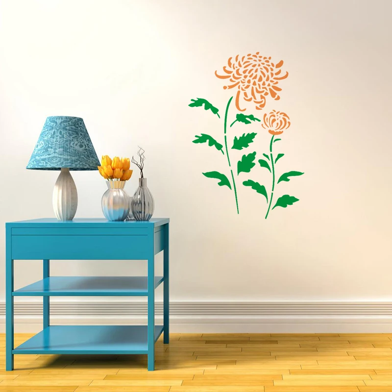 1pc Large Size A2 Chrysanthemum Pattern Plastic Template Stencils For DIY Painting On Wall Fabric Furniture Garden Fence For Cra