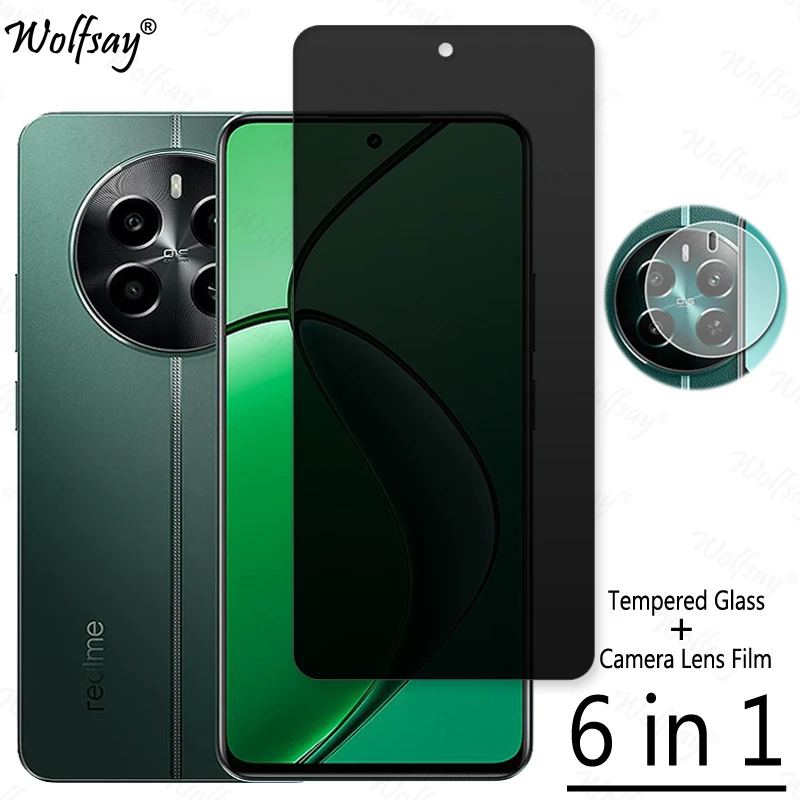 Privacy Screen Protector For Realme 12 4G Anti-Spy Tempered Glass For Realme 12 4G Camera Glass For Realme 12 4G Glass 6.67inch