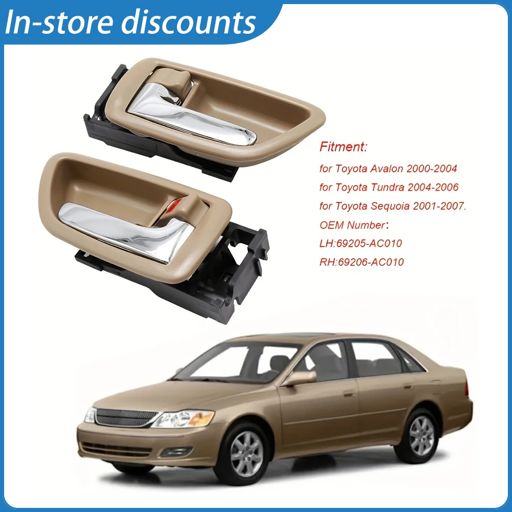 

4Pcs Chrome Beige Interior Door Handle Set for 2000-2004 Toyota Avalon, Front Rear Left Right, Premium Part, OEM 69206-AC010 692