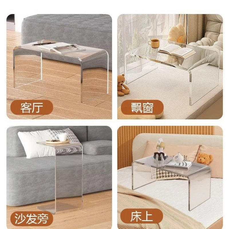 نافذة خليج أكريليك طاولة صغيرة شفافة، طاولة قهوة، طاولة منخفضة من حصير السرير