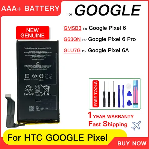 100% genuine Brand New GMSB3 G63QN GLU7G Replacement Battery For Google Pixel 6 6 pro 6A Rechargeabel Batteries Batteria+Tools