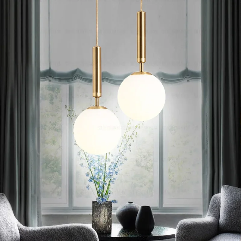 

Nordic Pendant Lights Indoor Lighting Gold Glass Ball Lampshade Modern Hanging Lamp Dining Tables Bedroom Living Room Decoration