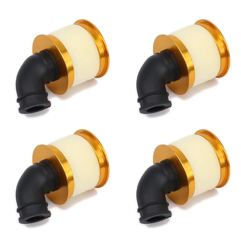4X esponja de filtro de aire aleación abierta de aluminio 04104 para coche Nitro modelo Hobby 1/10 RC, dorado