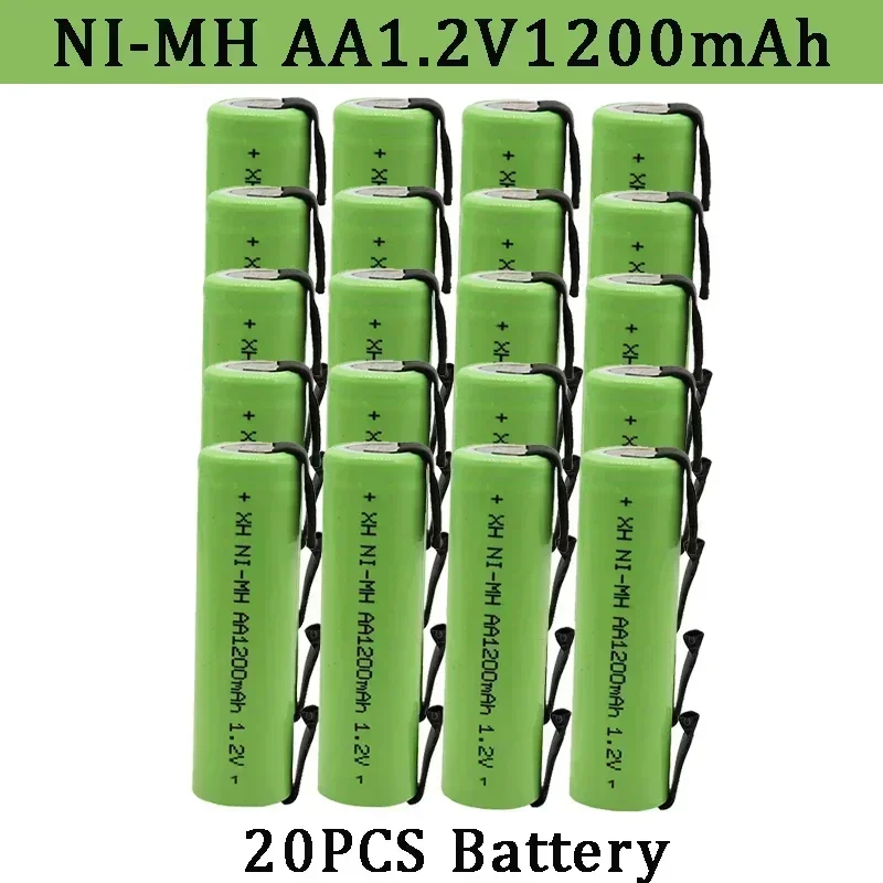 100% Original 1.2V AA Battery 1.2V Rechargeable Battery, 1200mah, AA NiMH, with Solder Pins, DIY Electric Toothbrush Shaver