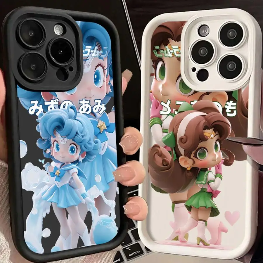 Funda de teléfono para iPhone 16e 15 16 14 Plus XR 17 Air XS Max 13 12 11 Pro Max carcasa suave lindo Sailor Moon Mizuno Ami