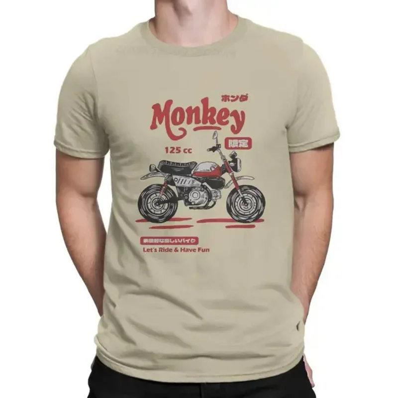 Summer Tops Men T Shirts Pure Cotton Vinatge Monkey Black Edition Classic Male's T Shirt Motorcycle Motor Race clothing