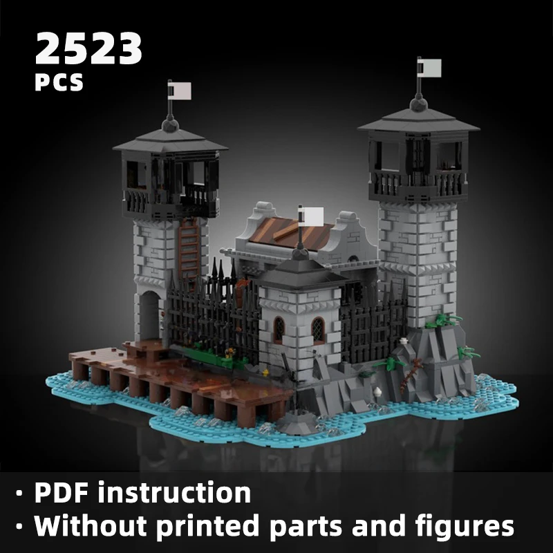 unique pirates prison isle diorama bricks island guard tower blocks building navy naval royal moc display klocki