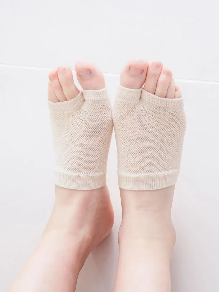 5 Pairs Summer Thin Women Two-toed Socks Mesh Breathable Sweat-absorbing Non-slip Invisible Half-section Solid-color Cotton Sock