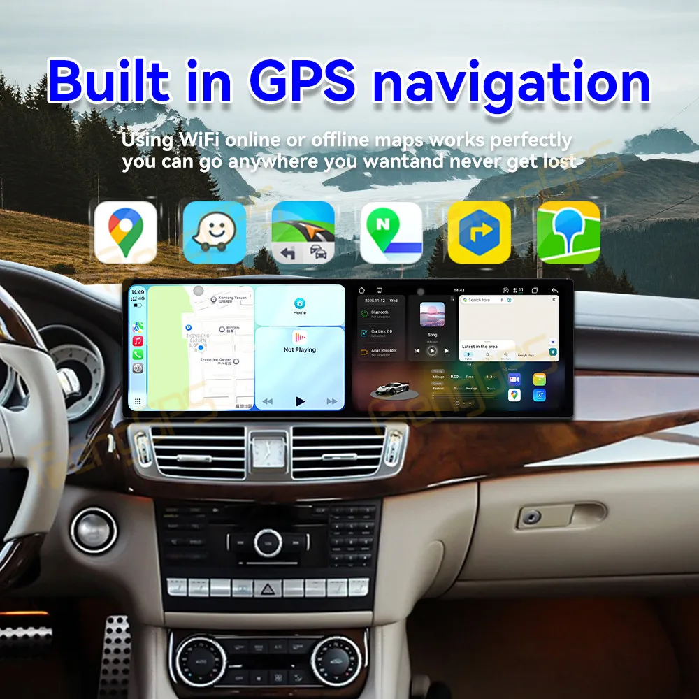 Update 9.1 Inch Dual Screen Android 15 Car Radio For Mercedes-Benz CLS (W218) 2012-2015 Carplay GPS Navi Multimedia Player view 4
