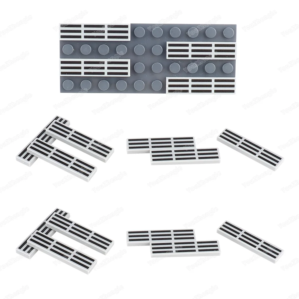 2431 خطوط مصبغة سوداء نمط بنة 1x4 البلاط المطبوعة MOC أرقام العسكرية مطابقة الملحقات المشهد نموذج دمى هدايا
