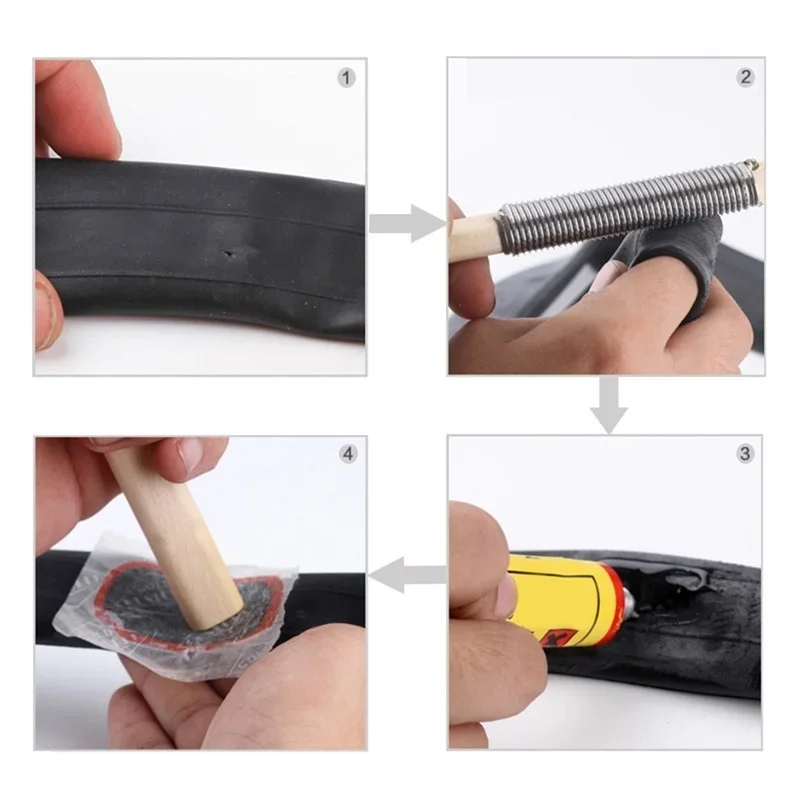 48pcs colla a freddo per bicicletta + colla Set di strumenti per la riparazione di pneumatici per biciclette kit di riparazione di pneumatici Patch in gomma fetale