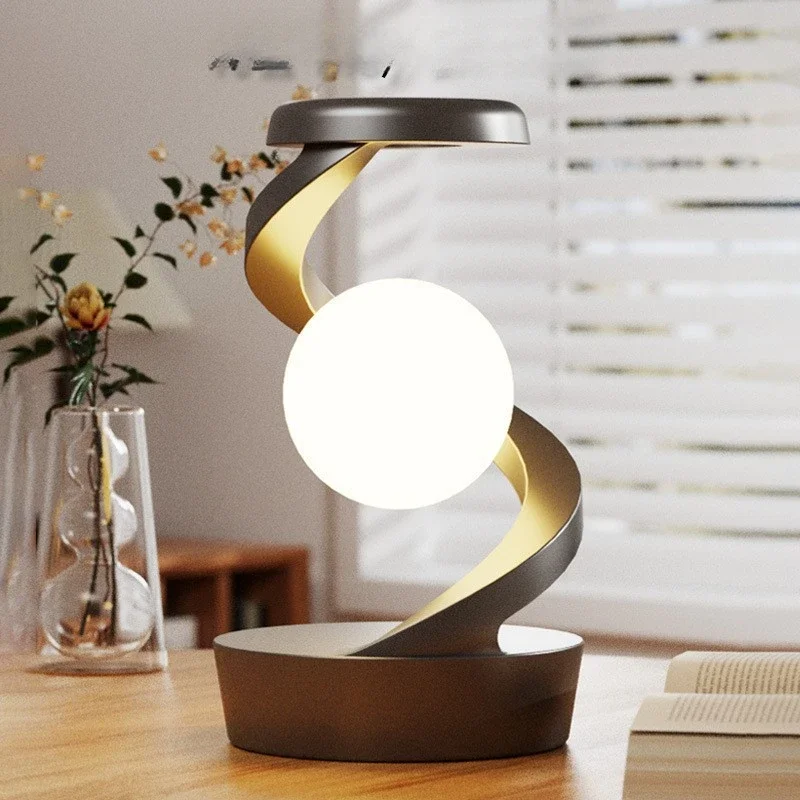 2Pcs/Lots Creative Desktop Visual Suspension Rotating Ambient  Smartphone Wireless Charging Desk Light