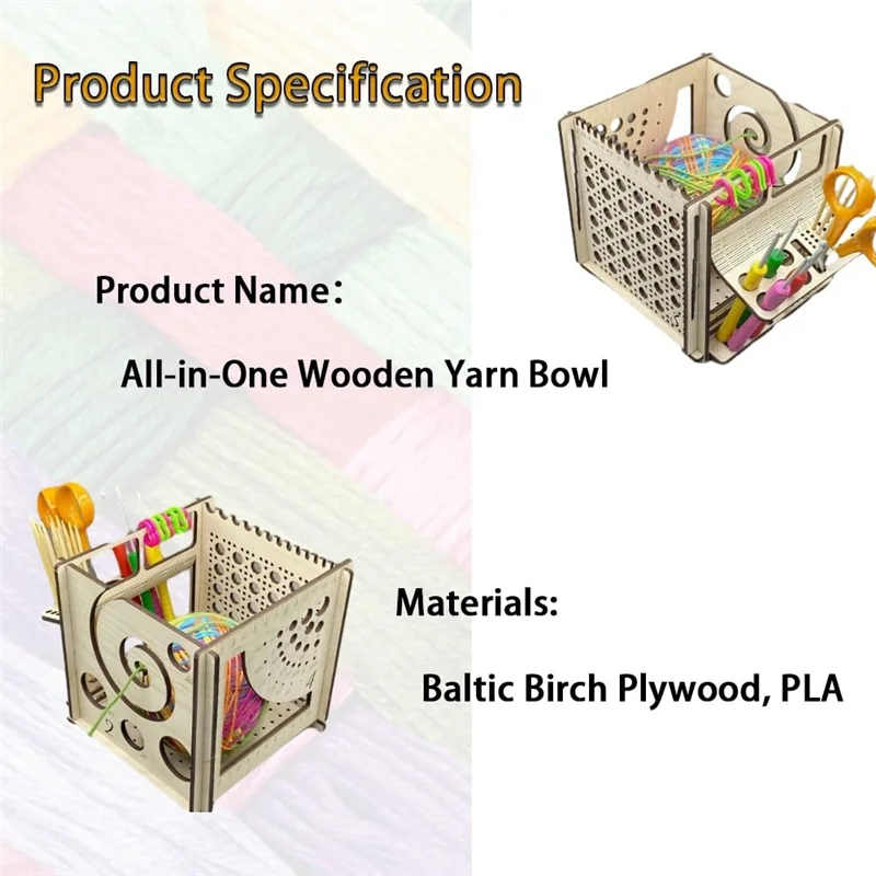WIND FLYING All-In-1 Wooden Yarn Bowl Multifunctional Knitting Tool, Multi Wooden Yarn Bowl, Yarn Storage Organizer Spare Parts