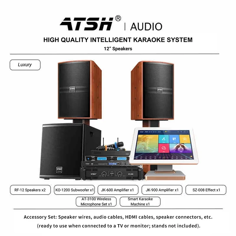 Sistema de Karaoke Profesional Z6 con Altavoces de 10 y 12 Pulgadas, Micrófono Inalámbrico y Amplificador