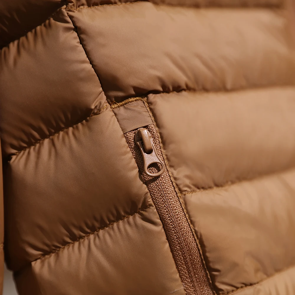 Men's Lightweight Warm Outdoor Du down Jaet Stand Collar Autumn Winter Faionable Versatile Clothing Nylon Fabric Long S...