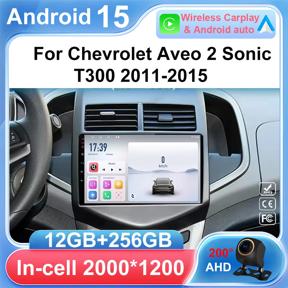

Android 15 Carplay Auto For Chevrolet Aveo 2 Sonic T300 2011 2012 2013 2014 2015 Car Radio GPS Stereo Multimedia Player 2din DSP