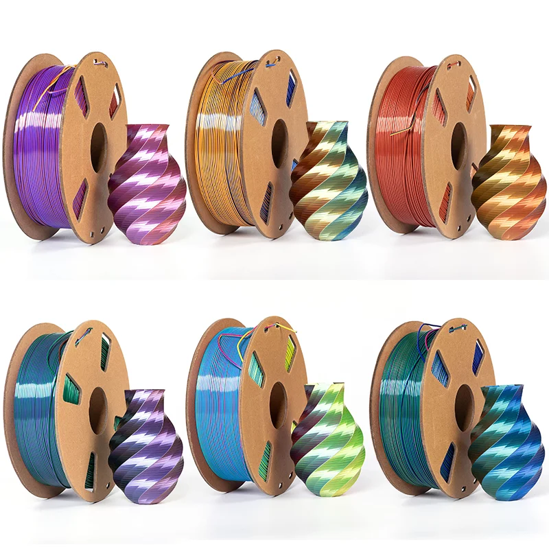 

1 кг филамента для 3D-печати, 1,75 мм, PLA, шелковистый, трехцветный, для большинства FDM-принтеров, материал для DIY-проектов