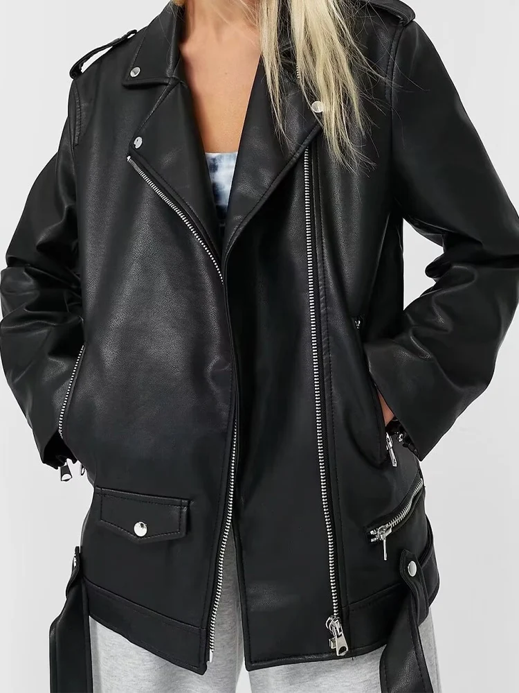 New first-layer sheep leather jacket for women, Korean style loose shoulder fashion jacket that covers the flesh and looks slimm