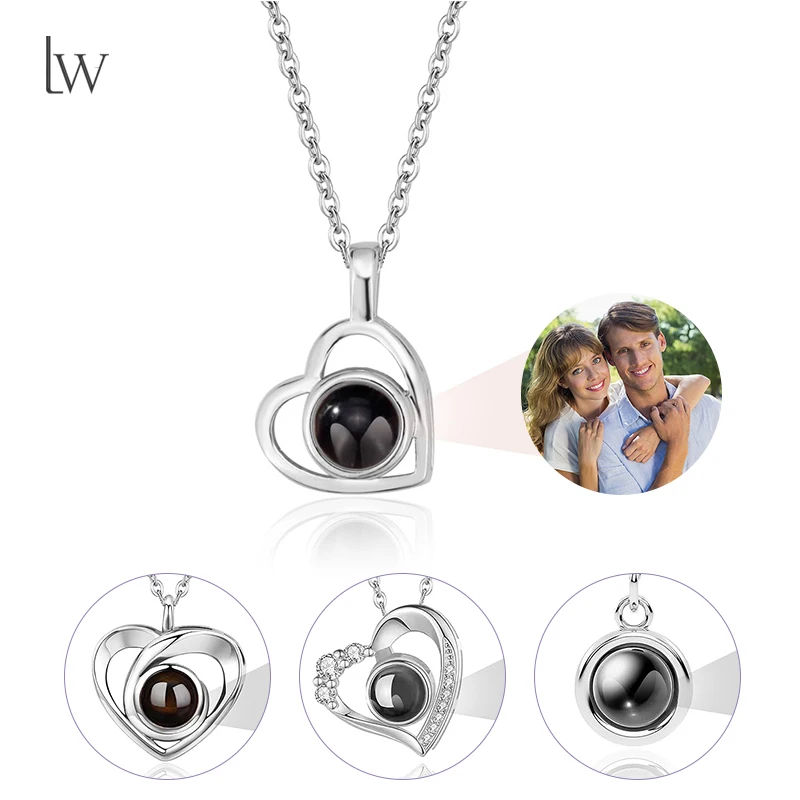 

Personalized Picture Projection Necklace Custom Photo Pendant Necklace Love Memorial Gifts Birthday Gifts for Mom Wife Valentine