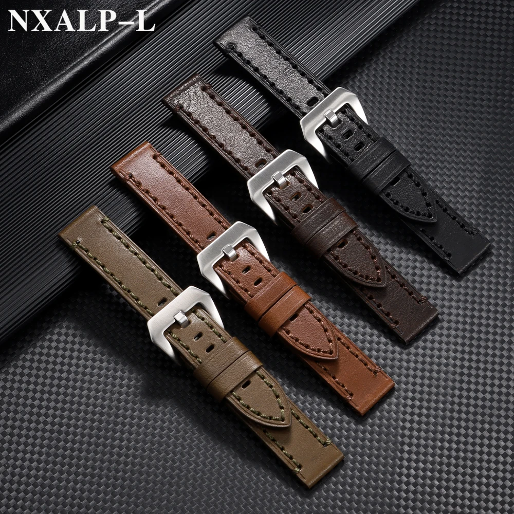 Nähte Armband Echtes Leder Uhrenarmband 18mm 20mm 22mm 24mm 26mm Rindsleder Armband für Panerai für Omega Armband
