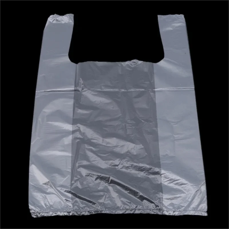 100er-Pack transparente Plastik-Einkaufstaschen mit Griffen, Supermarkt-Lebensmittelbeutel, Aufbewahrungstasche, Einkaufstasche – Detail 16