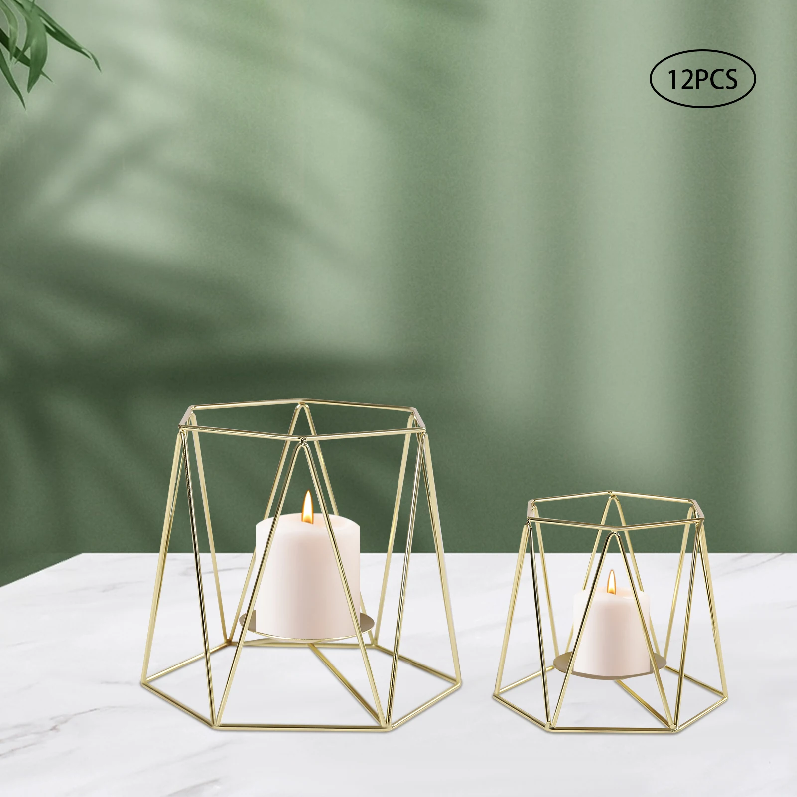 6 Set Candle Holder, Metal Tealight Holder Geometric Tealight Holder Candleholder, Table Centerpiece for Wedding Home Cafe Decor